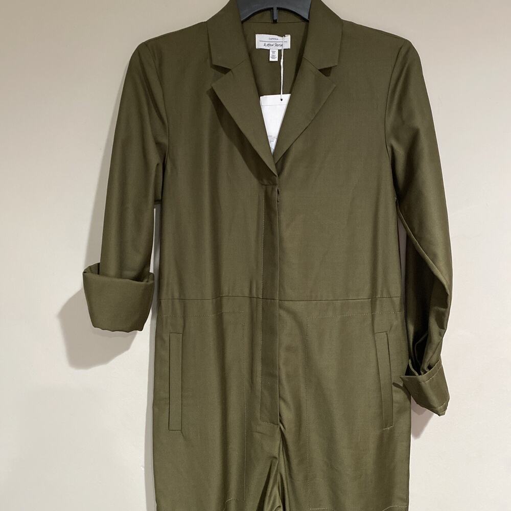 & Other Stories Capsule Olive Green Long Sleeve Jumpsuit Sz 0 Missing Belt
